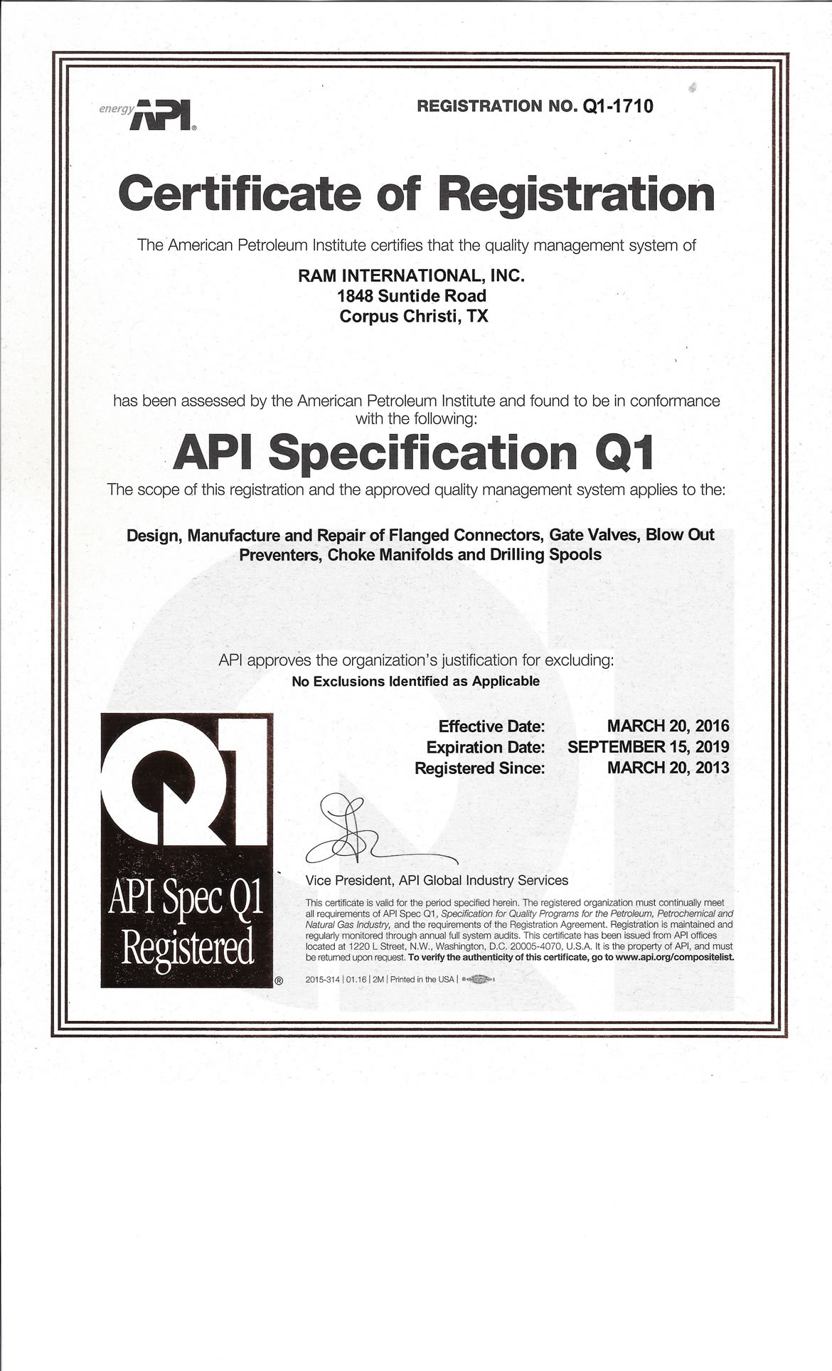 API SPECIFICATION Q1